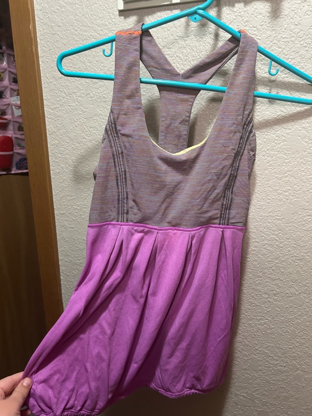 lululemon athletica Striped Grey and Purple Racerback Tank